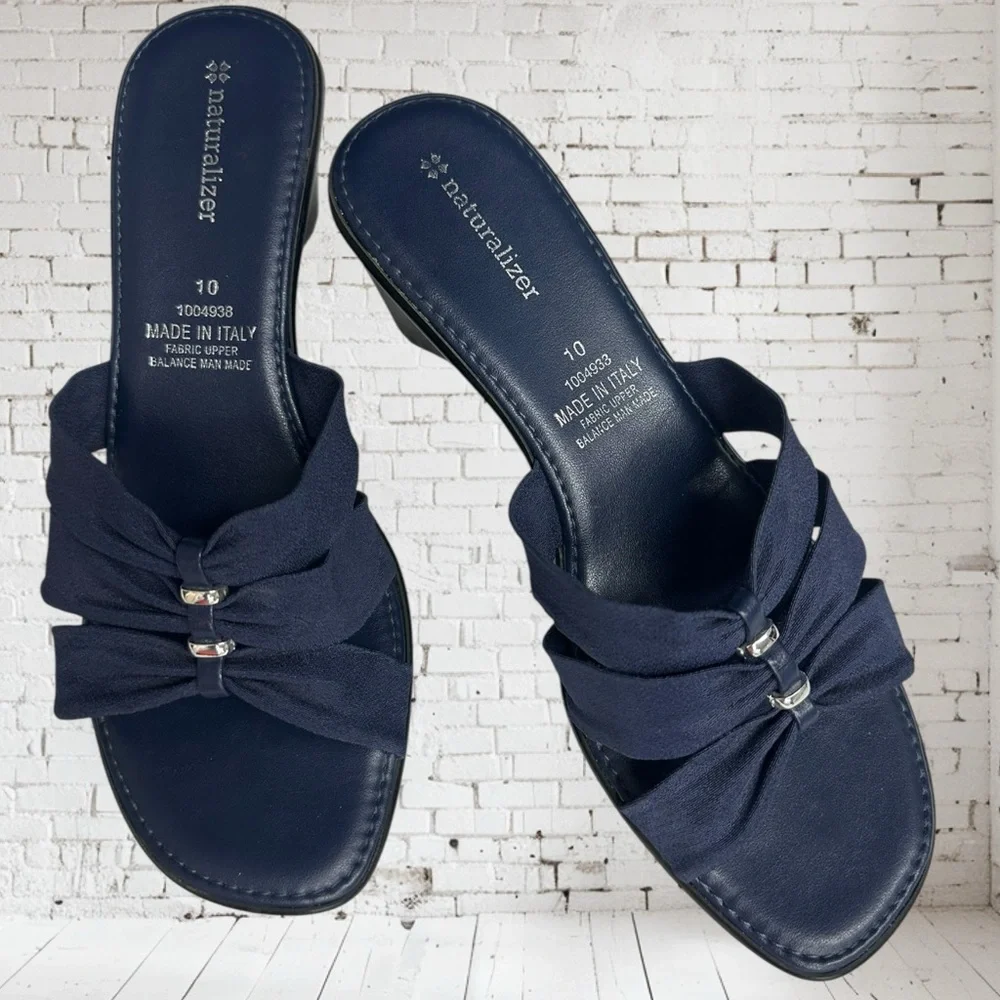 Naturalizer Denim Blue Wedge Sandals with Silver detail - Picture 4 of 6